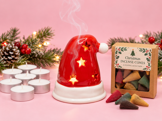 Santa Hat Christmas Incense & Tealight Gift Set
